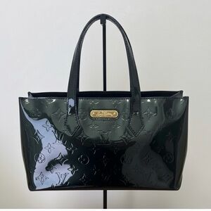 LOUIS VUITTON Monogram Green Vernis Wilshire Bag with LV dust bag